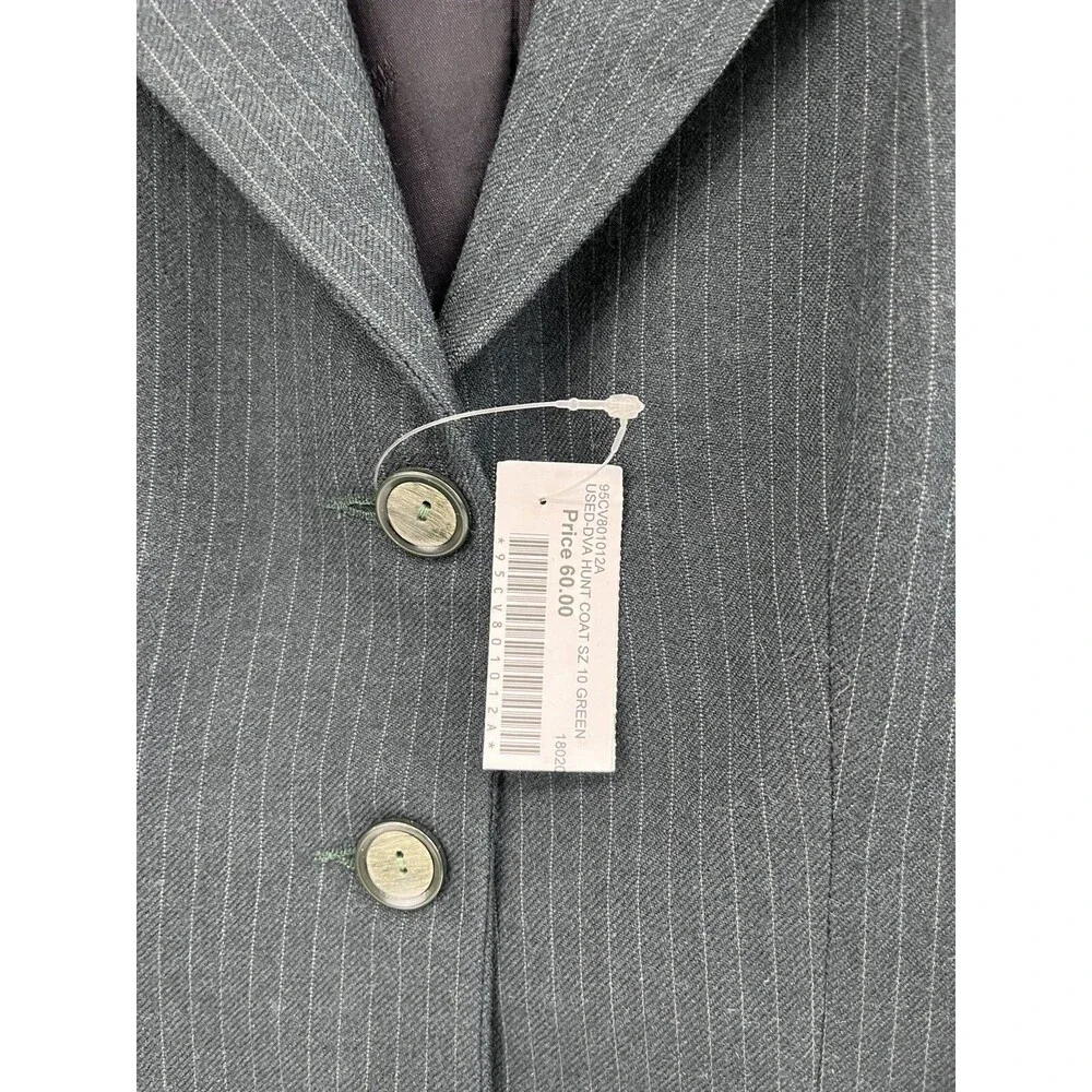 English Hunt Coat Devon Aire L’cord Green Pinstripe Wool Equestrian Jacket 10